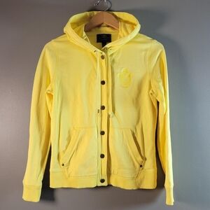 Yellow Hooded Sweatshirt with Button Closure